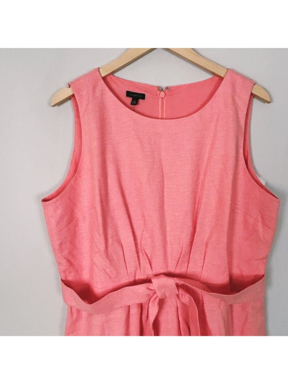 NEW Talbots Salmon Pink Shift Dress Front Tie Summer Linen Blend Size 14 Women's - Picture 2 of 4